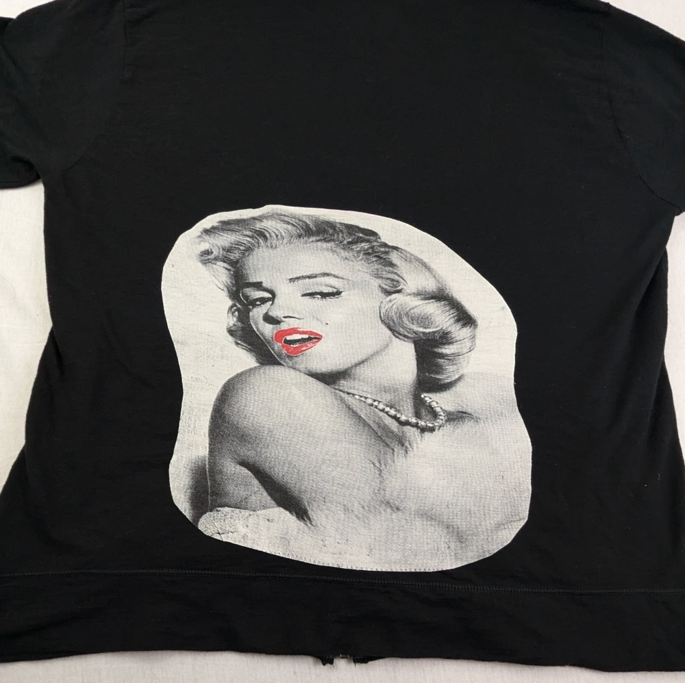 Marilyn Monroe Hoodie Repurposed Lightweight Front Zip Black Jacket XXL